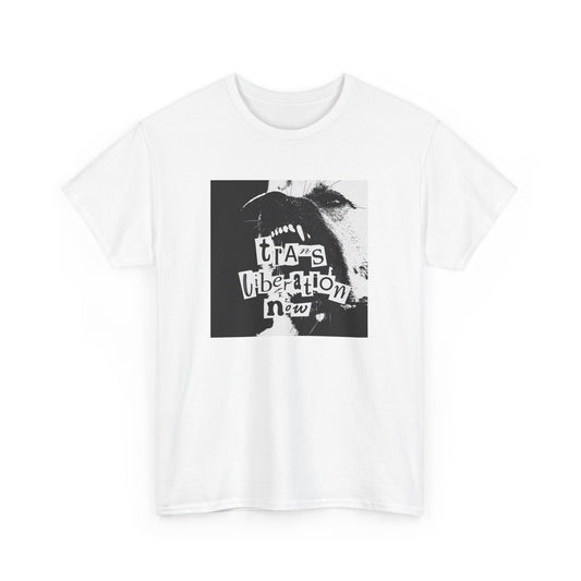trans liberation now classic white unisex tee