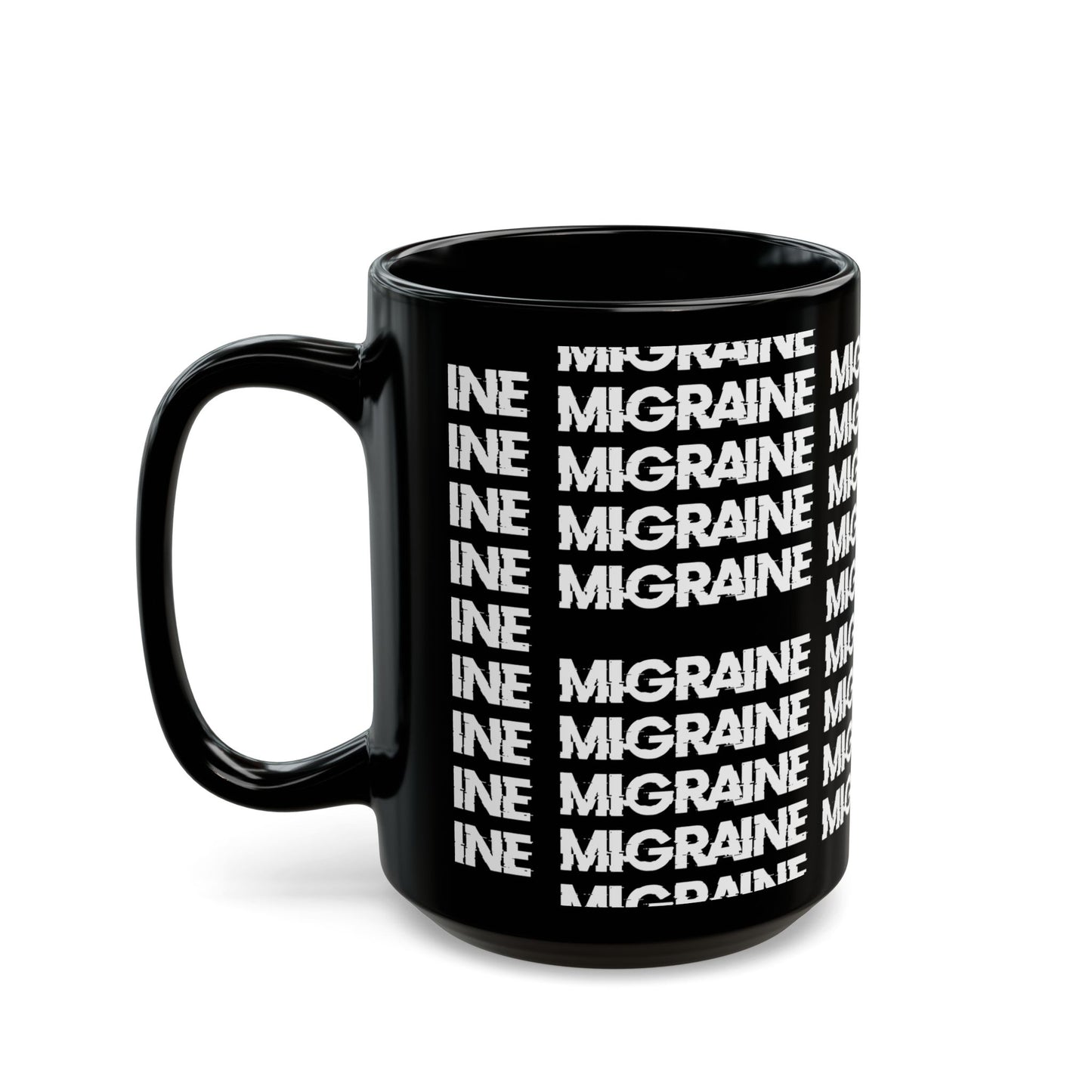 migraine black mug