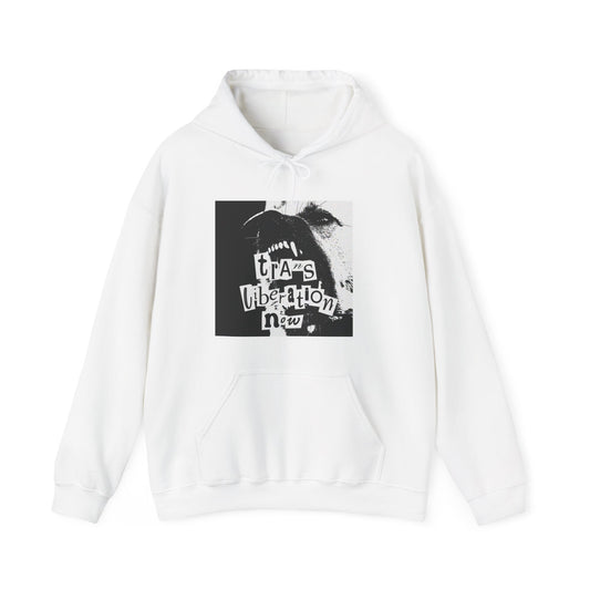 trans liberation now classic white unisex hoodie
