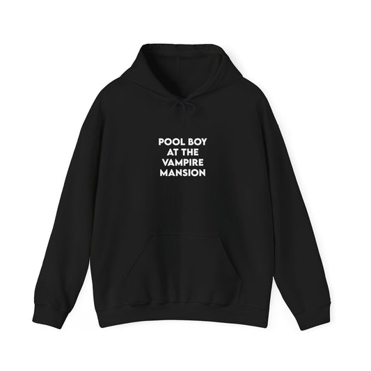 pool boy at the vampire mansion black unisex hoodie