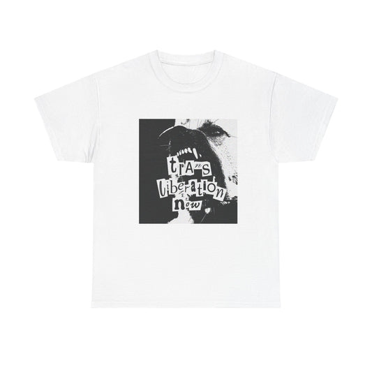 trans liberation now classic white unisex tee