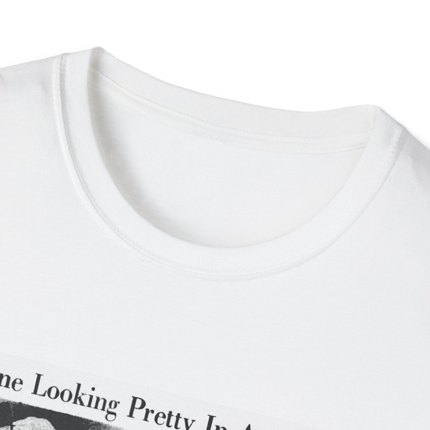 imagine looking pretty in a gas mask! vintage style unisex white t-shirt