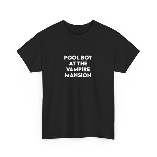 pool boy at the vampire mansion black unisex t-shirt